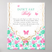 Our Lovely One Don't Say Baby Shower Game Sign ポスター (正面)