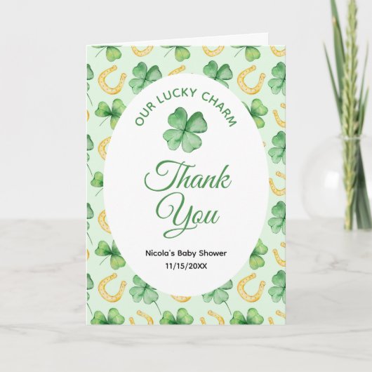 Our Lucky Charm St Patrick's Baby Shower サンキューカード (正面)