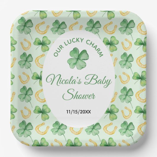 Our Lucky Charm St Patrick's Baby Shower ペーパープレート (正面)