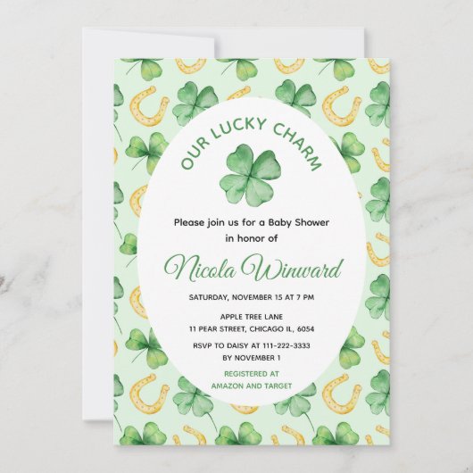 Our Lucky Charm St Patrick's Baby Shower 招待状 (正面)