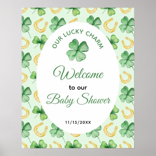 Our Lucky Charm St Patrick's Baby Shower Welcome ポスター (正面)