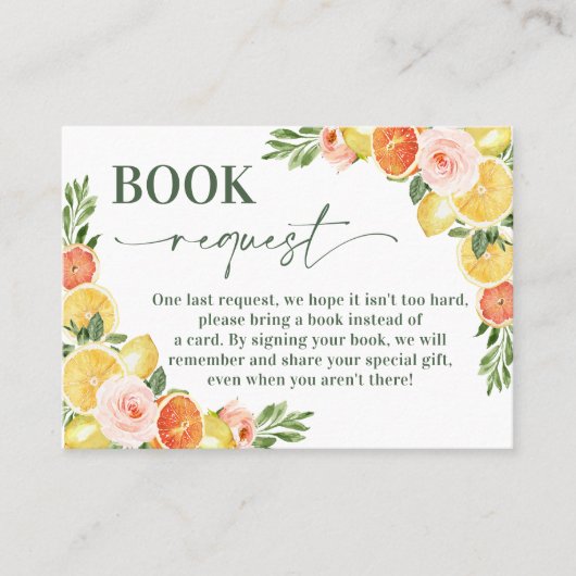 Our Main Squeeze赤ちゃんシャワーブックリクエストの挿入 名刺 (正面)