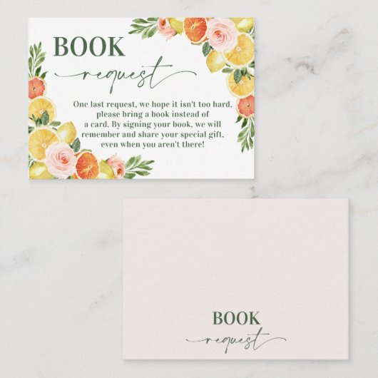 Our Main Squeeze赤ちゃんシャワーブックリクエストの挿入 名刺 (正面/裏面)