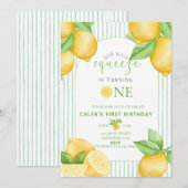  Our Main Squeeze Lemon 1st Birthday Invitation 招待状 (正面/裏面)