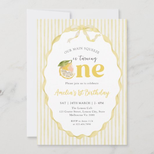 Our main Squeeze Lemon Citrus 1st Birthday 招待状 (正面)