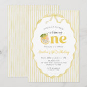 Our main Squeeze Lemon Citrus 1st Birthday 招待状 (正面/裏面)