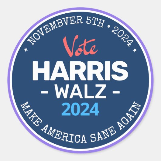 Our Make America Sane Again Harris Walz 2024 ラウンドシール (正面)