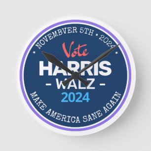 Our Make America Sane Again Harris Walz 2024 ラウンド壁時計