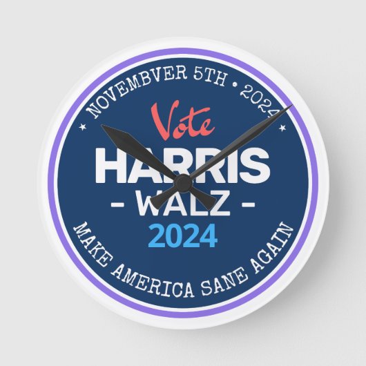 Our Make America Sane Again Harris Walz 2024 ラウンド壁時計 (正面)