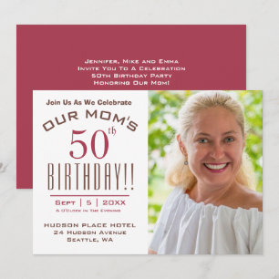 OUR MOM'S 50誕生日 – 写真パーティー 招待状