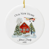 Our New Home Cessna Airplane Cute Watercolor セラミックオーナメント (裏面)