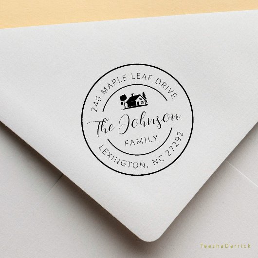 Our New House Address Announcement Round ラバースタンプ