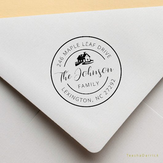 Our New House Address Announcement Round ラバースタンプ