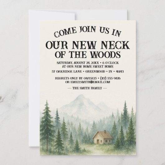 Our New Neck Of The Woods | Housewarming Party 招待状 (正面)