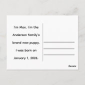Our New Puppy Photo Announcement ポストカード (裏面)