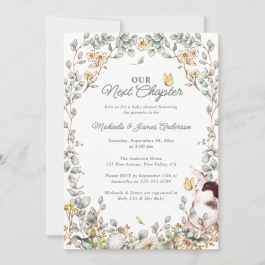 Our Next Chapter Fairytale Storybook Baby Shower 招待状 (正面)
