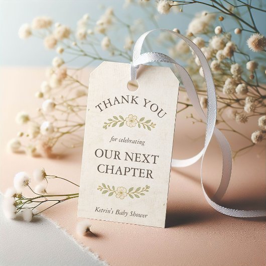 Our Next Chapter Storybook Baby Shower Thank You ギフトタグ