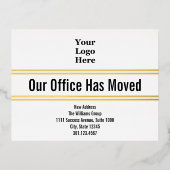 Our Officeが白黒金ゴールドをロゴに移動 箔招待状ポストカード (正面)