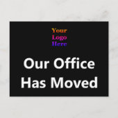 Our Office Has Moved ブランドロゴ 黒色両面 ポストカード (正面)