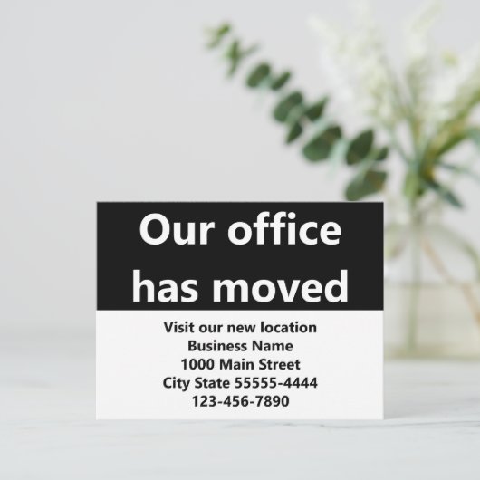 Our Office Has Moved Black Moving Announcement ポストカード (スタンド正面)