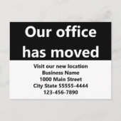 Our Office Has Moved Black Moving Announcement ポストカード (正面)