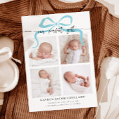 Our Perfect Gift Blue Bow Photo Birth 案内状