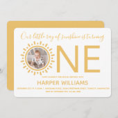 Our Ray of Sunshineフォトベビーファースト誕生日 招待状 (正面/裏面)