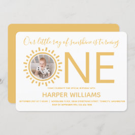 Our Ray of Sunshineフォトベビーファースト誕生日 招待状