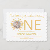 Our Ray of Sunshine写真ベビー1st Birthday 招待状 (正面)