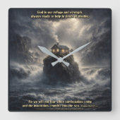 Our refuge & strength スクエア壁時計 (正面)