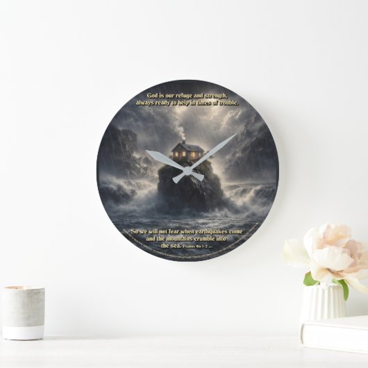 Our refuge & strength ラージ壁時計 (ホーム)