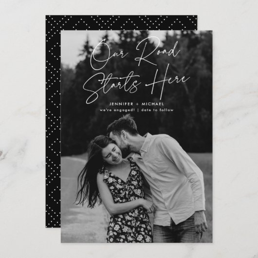 Our Road Startes Here写真婚約発表 招待状 (正面/裏面)