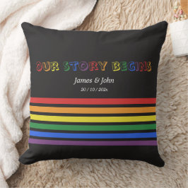Our Story Begins レインボーLGBTQフラッグ カップル クッション