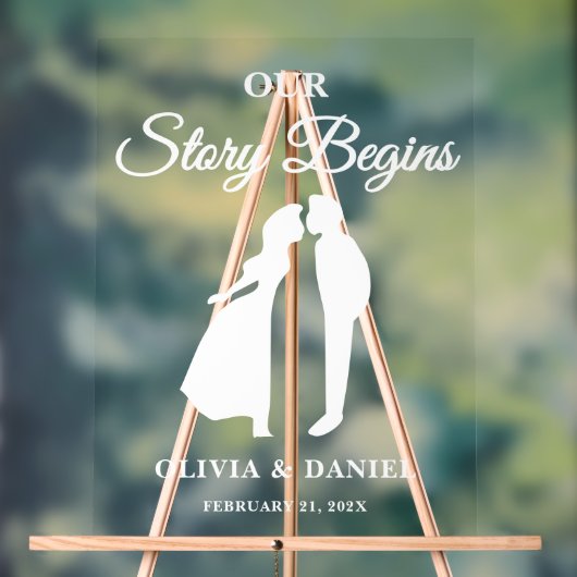 Our Story Begins Luxury Wedding Welcome アクリルサイン (ニュートラル)