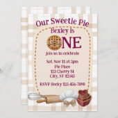 Our Sweetie Pie is One, Baking 1st Birthday 招待状 (正面/裏面)