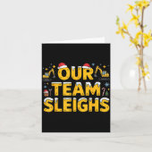 Our Team Sleighs Christmas Construction Worker In カード (黄色い花)
