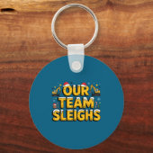 Our Team Sleighs Christmas Construction Worker In  キーホルダー (正面)