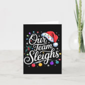 Our Team Sleighs Christmas Lights Red Santa Hat Xm カード (正面)