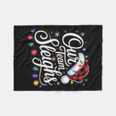 Our Team Sleighs Christmas Lights Red Santa Hat Xm フリースブランケット (正面(横))