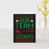 Our Team Sleighs Christmas Reindeers Santa's  カード (黄色い花)