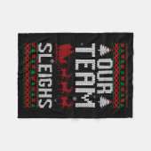 Our Team Sleighs Christmas Reindeers Santa's Long  フリースブランケット (正面(横))