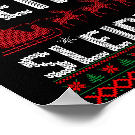 Our Team Sleighs Christmas Reindeers Santa's Long ポスター (角)