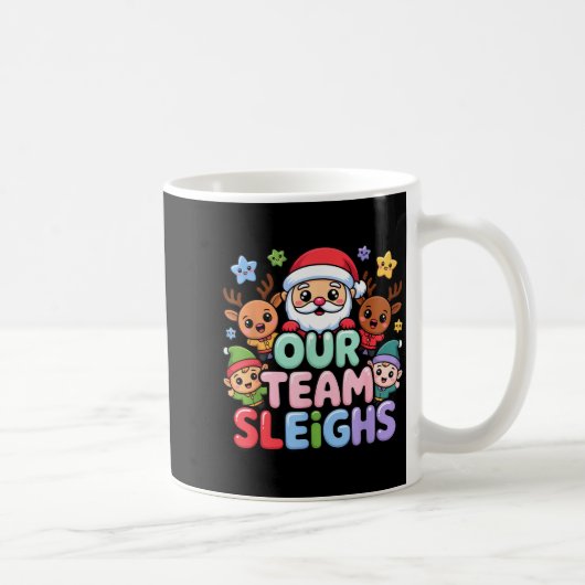 Our Team Sleighs Christmas Santa And Xmas Party Sq コーヒーマグカップ (右)