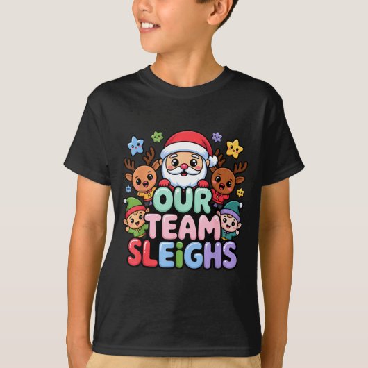 Our Team Sleighs Christmas Santa And Xmas Party Sq Tシャツ (正面)
