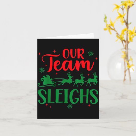 Our Team Sleighs Christmas Santa Reindeers Office  カード (黄色い花)