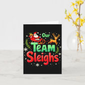 Our Team Sleighs Christmas Santa Reindeers Office  カード (黄色い花)