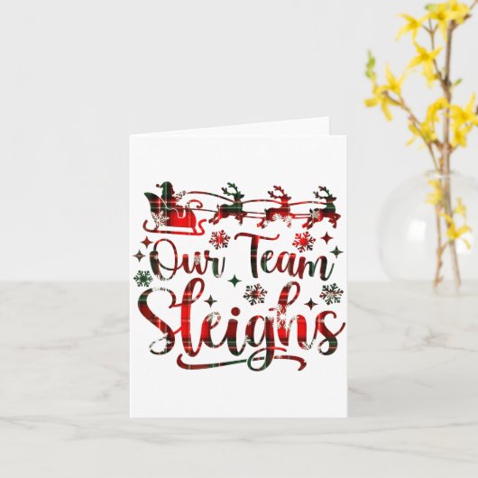 Our Team Sleighs Christmas Santa Reindeers Office  カード (黄色い花)