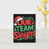 Our Team Sleighs Funny Christmas Reindeers Xmas  カード (黄色い花)