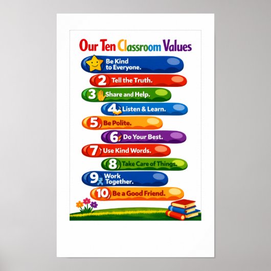 Our Ten Classroom Values – 11x17 Landscape Poster ポスター (正面)