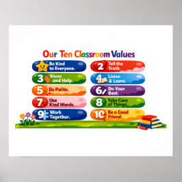 Our Ten Classroom Values – 16x20 Landscape Poster ポスター